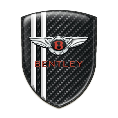 Bentley Auto Emblem Dark Carbon with White Stripes Pattern 