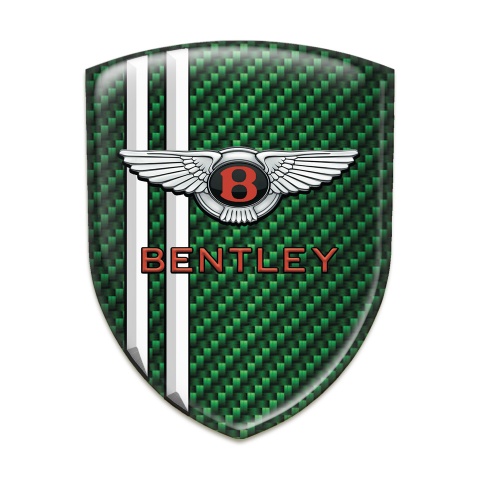 Bentley Emblem Badge Logo Green Carbon with White stripes Pattern 