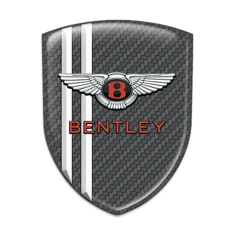 Bentley Self Adhesive Emblem Logo carbon with White Stripes Pattern 
