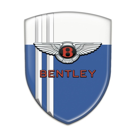 Bentley 3D Gel Emblem Blue White with White Stripes Pattern 