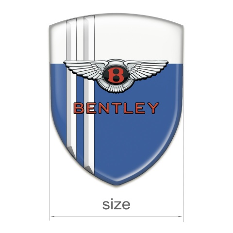 Bentley 3D Gel Emblem Blue White with White Stripes Pattern 