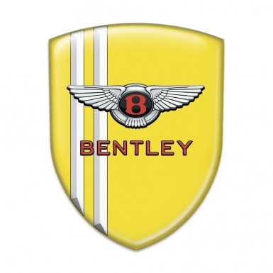 Bentley Car Accessories Badge Yellow with White Stripes Pattern 
