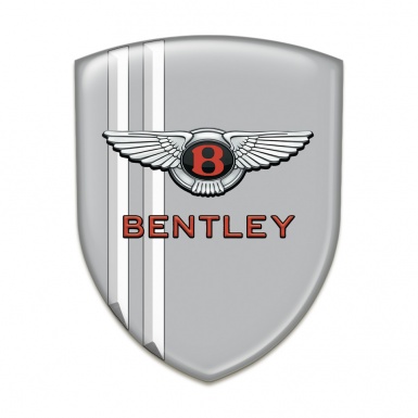 Bentley Silicone Car Decal Badge Gray with White Stripes  Pattern 