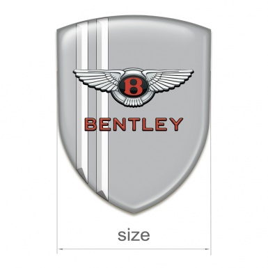 Bentley Silicone Car Decal Badge Gray with White Stripes  Pattern 