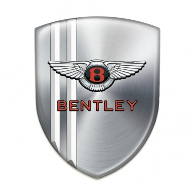 Bentley Silicone Badge Silver with White Stripes Pattern 