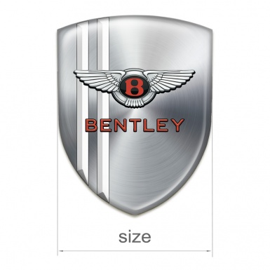 Bentley Silicone Badge Silver with White Stripes Pattern 