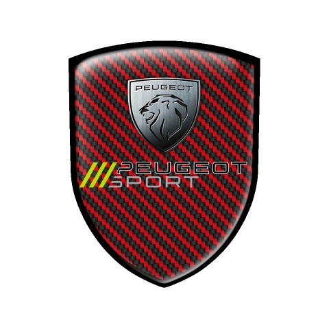 Peugeot Silicone Sticker Shield Emblem Red Carbon