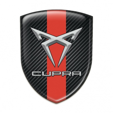 Seat Cupra Silicone Badge Black Fibers with Red Band Design 