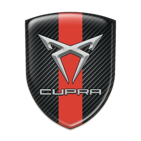 Seat Cupra Silicone Badge Black Fibers with Red Band Design 