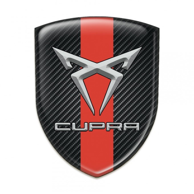 Seat Cupra Silicone Badge Black Fibers with Red Band Design 