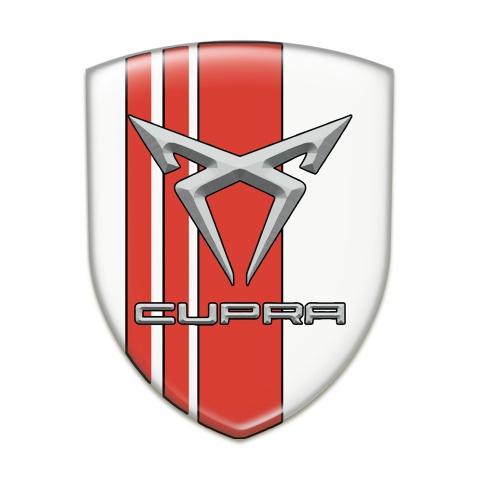 Seat Cupra Domed Emblem White with Red Tapes Style 