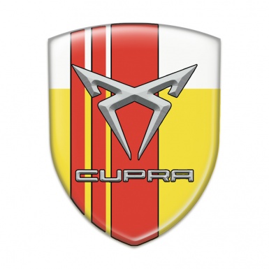 Seat Cupra 3D Gel Emblem Yellow White with Red Tapes 
