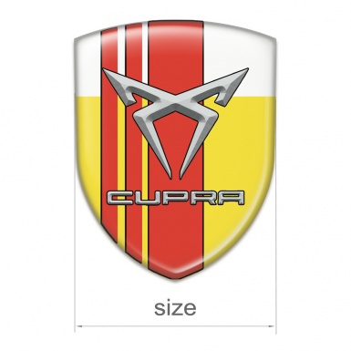 Seat Cupra 3D Gel Emblem Yellow White with Red Tapes 