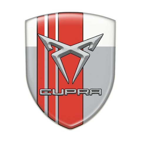 Seat Cupra Emblem Exterior Gray White with Red Tapes Style 