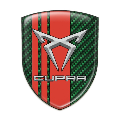 Seat Cupra Tuning Badge green carbon with Red Tapes decoration 
