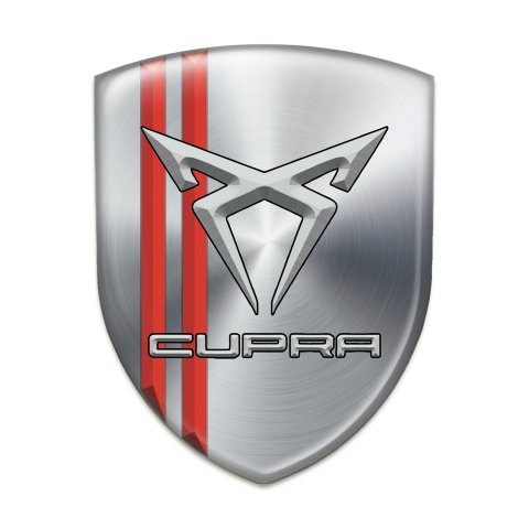 Seat Cupra Self Adhesive Car logo Emblem Silver with Red Lines Descoration 