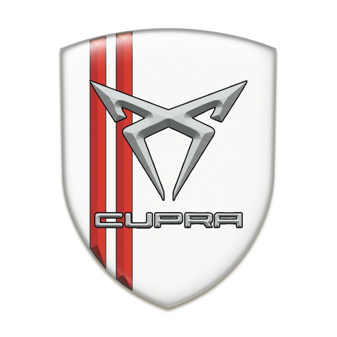 Seat Cupra Auto Emblem White with Red Lines  