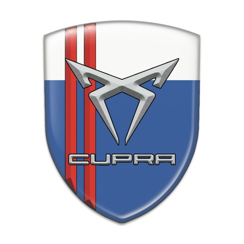 Seat Cupra Tuning Emblem Blue White with Red Lines 