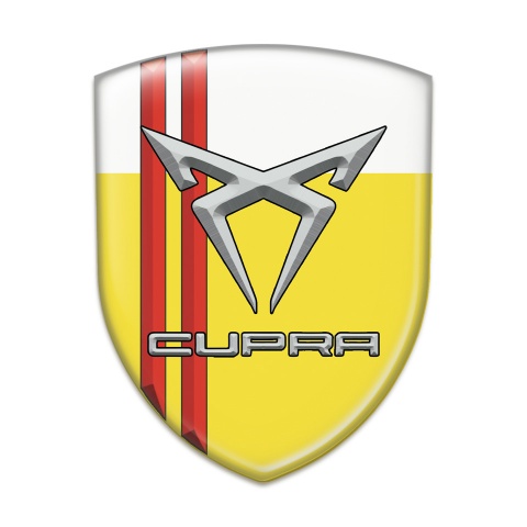 Seat Cupra Self Adhesive Emblem Logo Yellow white with Red Lines 
