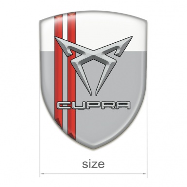 Seat Cupra Domed Emblem Gray White with Red Lines 