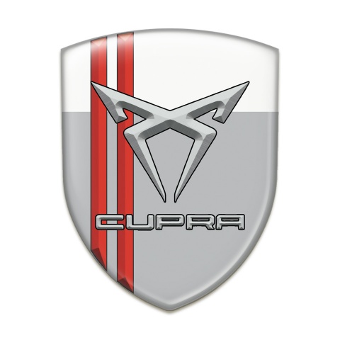 Seat Cupra Domed Emblem Gray White with Red Lines 