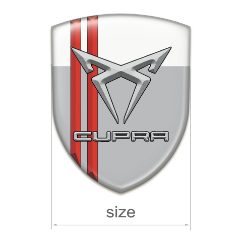 Seat Cupra Domed Emblem Gray White with Red Lines 