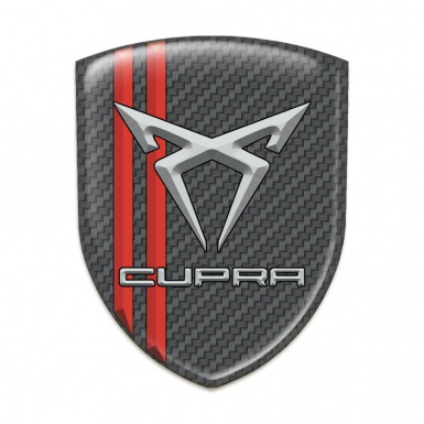 Seat Cupra 3D Gel Emblem Carbon with Red Lines Decoration 