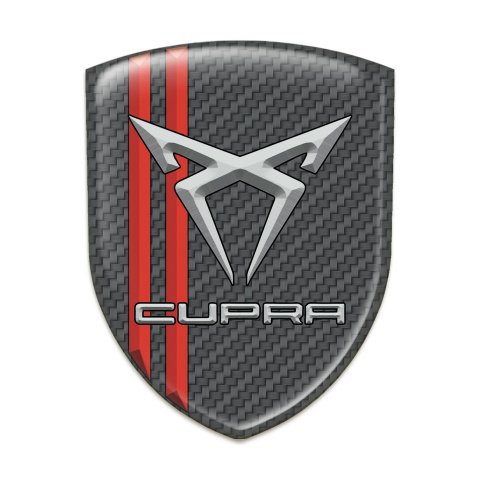 Seat Cupra 3D Gel Emblem Carbon with Red Lines Decoration 