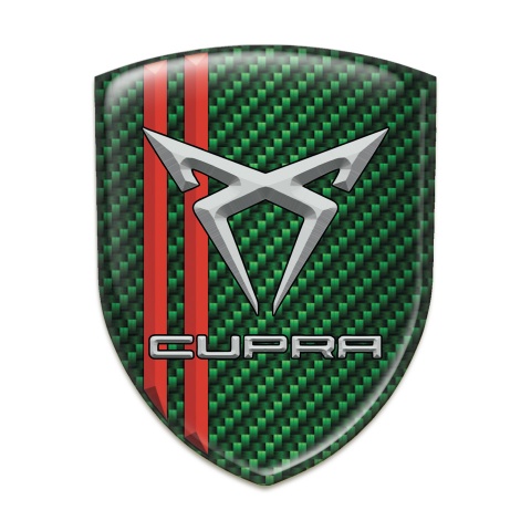 Seat Cupra Tuning Badge  Green Carbon with Red Lines Decoration 