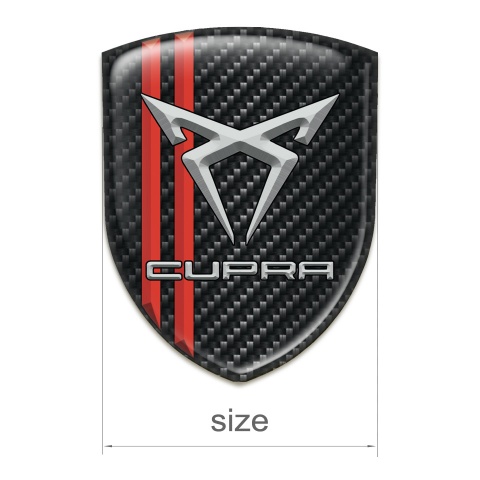 Seat Cupra Car Accessories Badge Dark Carbon with Red Lines 