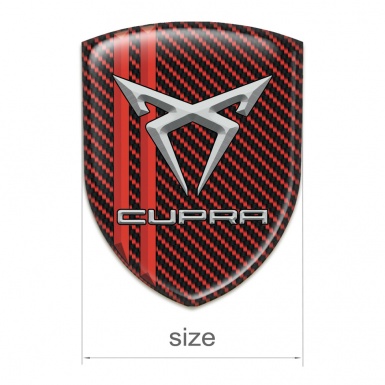 Seat Cupra Self Adhesive Car logo Emblem Red Carbon with Red Lines