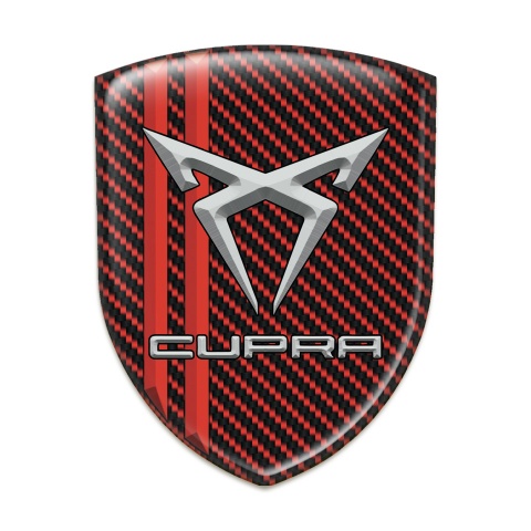 Seat Cupra Self Adhesive Car logo Emblem Red Carbon with Red Lines