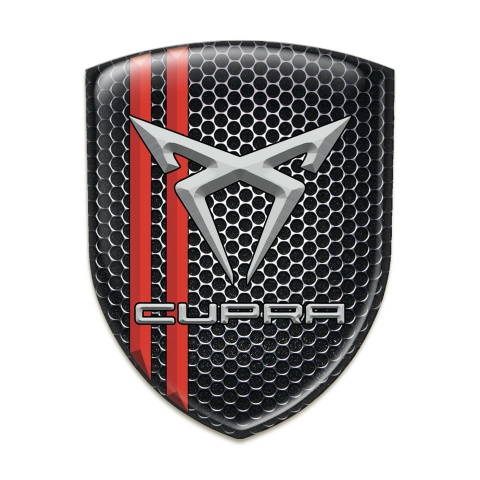 Seat Cupra Car Interior Badge Perforated Steel with Red Lines 