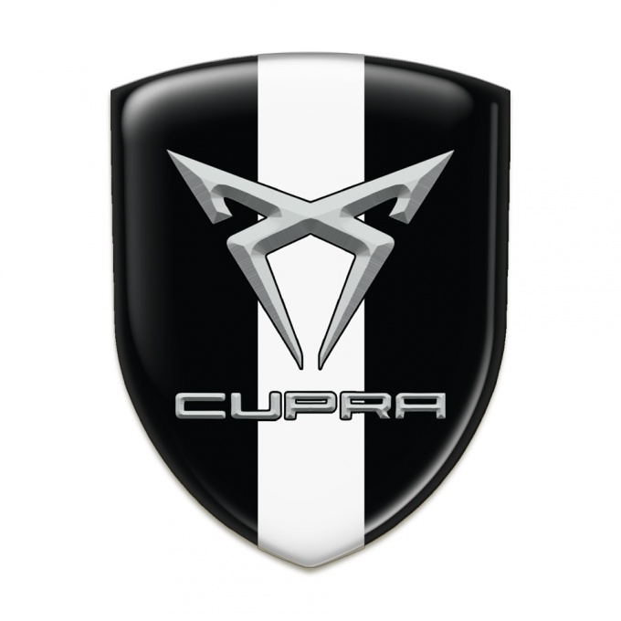 Seat Cupra Silicone Car Decal Badge Black with White tape Design 