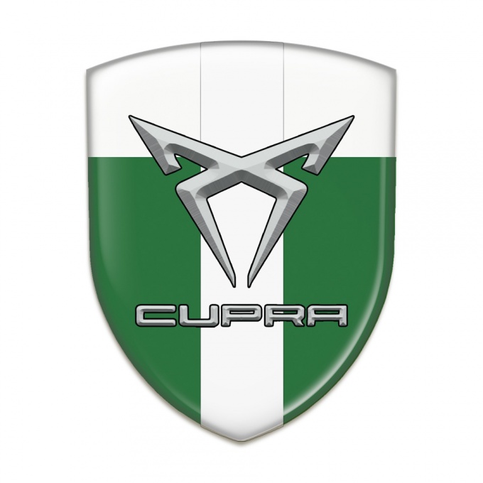 Seat Cupra Tuning Emblem Green White with White Ribbon Style 