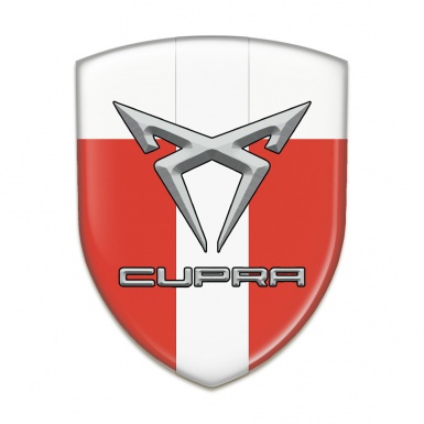 Seat Cupra Domed Emblem Red White with White Tape Style 