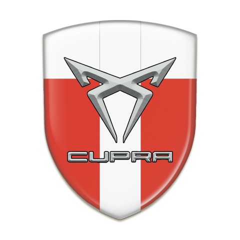 Seat Cupra Domed Emblem Red White with White Tape Style 