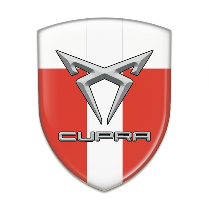 Seat Cupra Domed Emblem Red White with White Tape Style 