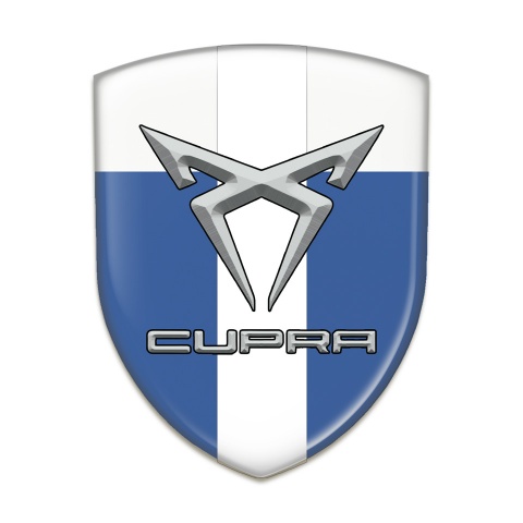 Seat Cupra Self Adhesive Emblem Logo Blue White with White Ribbon Style 