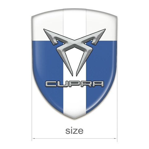 Seat Cupra Self Adhesive Emblem Logo Blue White with White Ribbon Style 