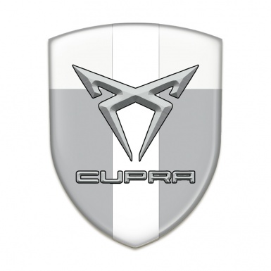 Seat Cupra Domed Emblem Gray White with White Ribbon Style 