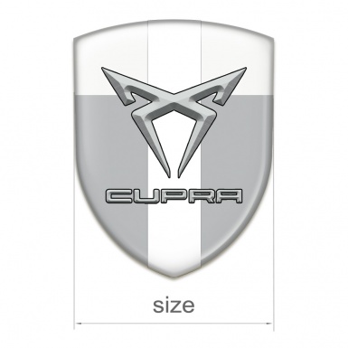 Seat Cupra Domed Emblem Gray White with White Ribbon Style 