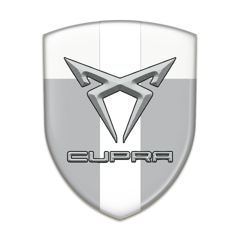Seat Cupra Domed Emblem Gray White with White Ribbon Style 