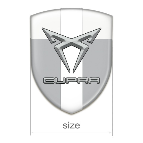 Seat Cupra Domed Emblem Gray White with White Ribbon Style 