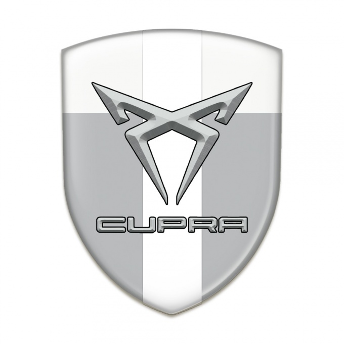 Seat Cupra Domed Emblem Gray White with White Ribbon Style 