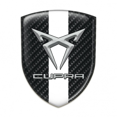 Seat Cupra Car Accessories Badge Dark Carbon with White Band Style
