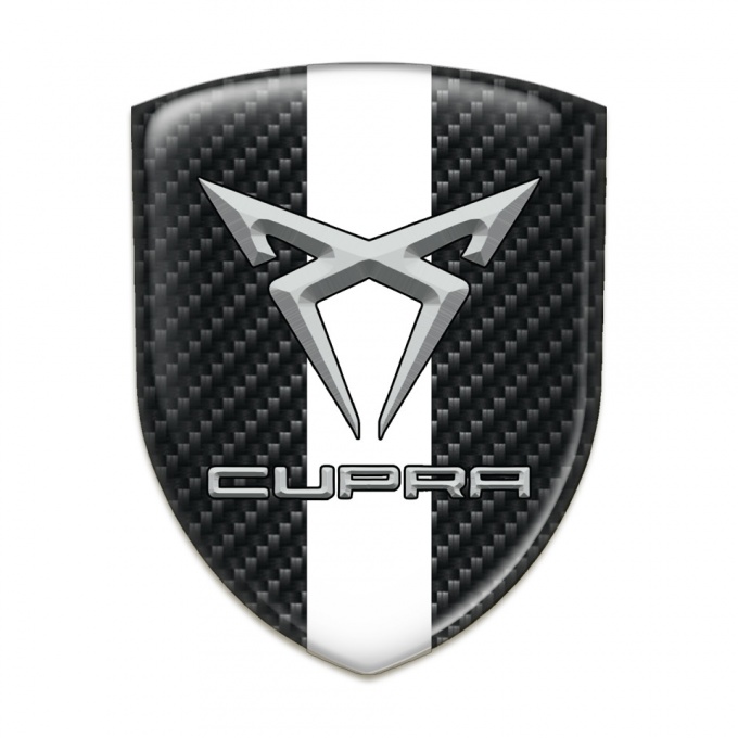 Seat Cupra Car Accessories Badge Dark Carbon with White Band Style