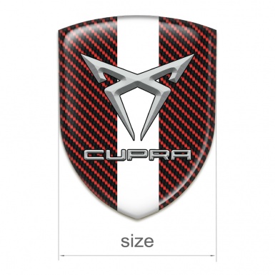 Seat Cupra Self Adhesive Car logo Emblem Red Carbon White Band 