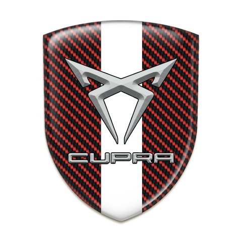 Seat Cupra Self Adhesive Car logo Emblem Red Carbon White Band 