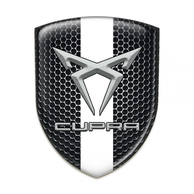 Seat Cupra Car Interior Badge Perforated Steel White Band 
